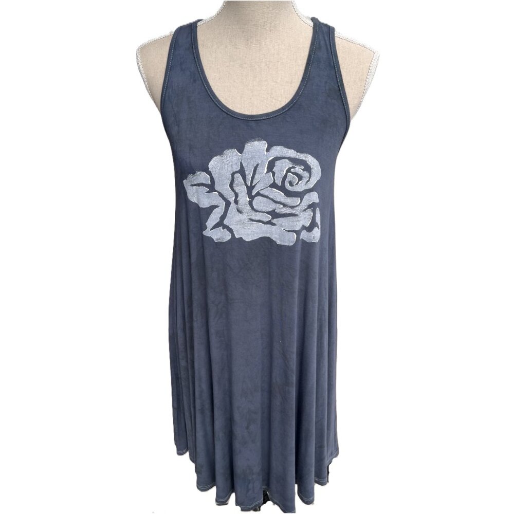 NWT Sweet Hand Dyed & Hand Painted Micromodal & Lycra Tank Dress in Steel Blue